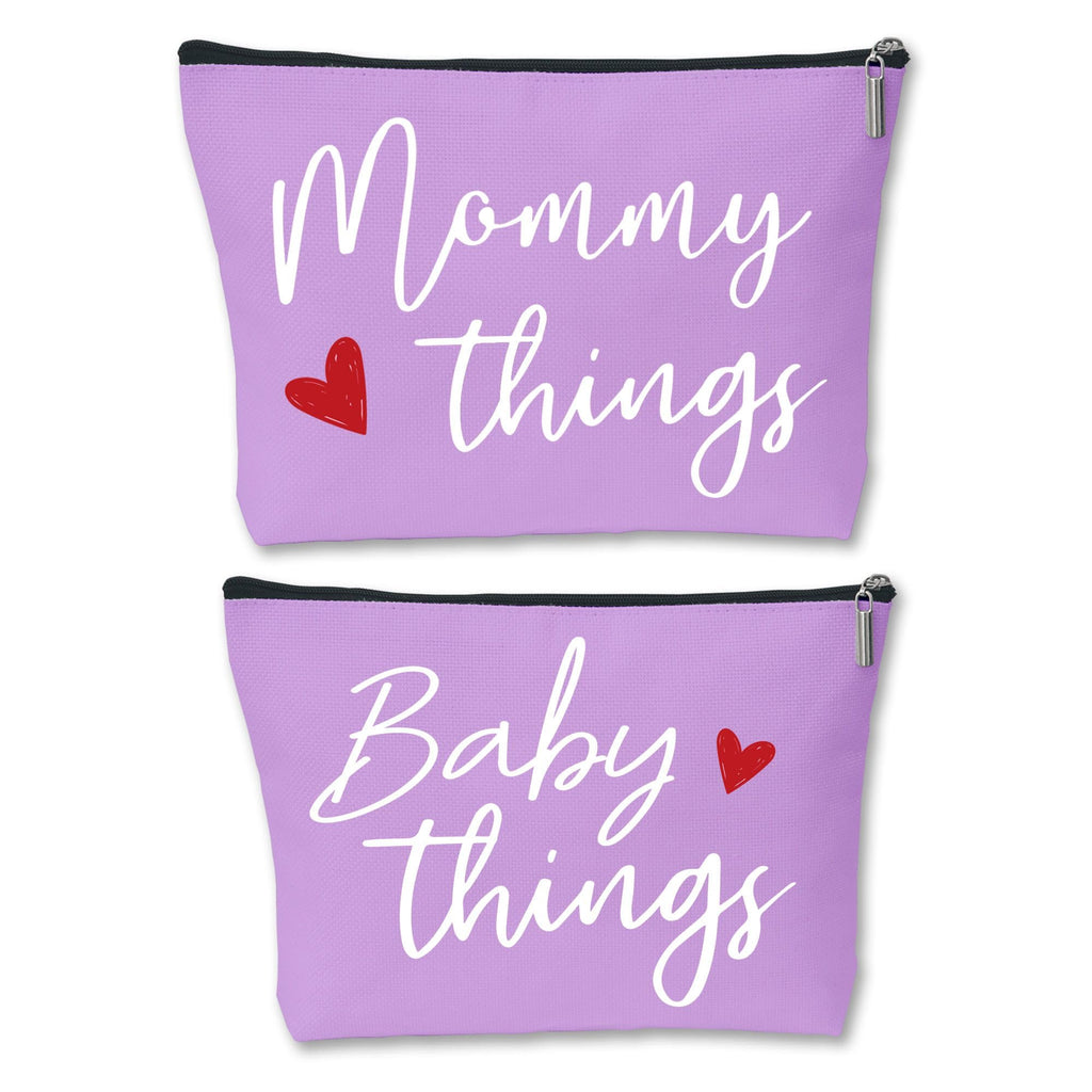 Mommy and Baby Matching Pouch Set Mommy Things and Baby Things Bags Gifts for New Moms Expecting Moms Matching Travel Cases Purple Set of 2