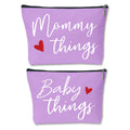 Mommy and Baby Matching Pouch Set Mommy Things and Baby Things Bags Gifts for New Moms Expecting Moms Matching Travel Cases Purple Set of 2