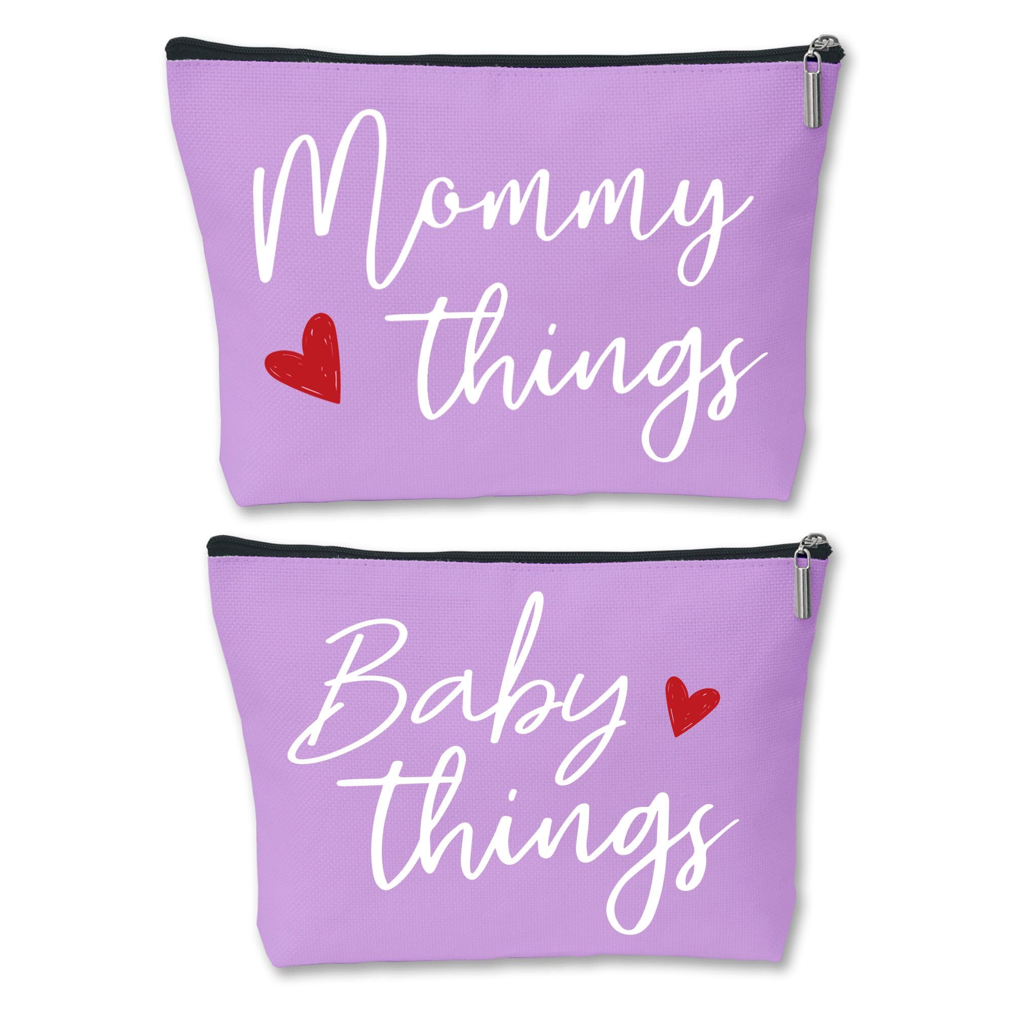 Mommy and Baby Matching Pouch Set Mommy Things and Baby Things Bags Gifts for New Moms Expecting Moms Matching Travel Cases Purple Set of 2